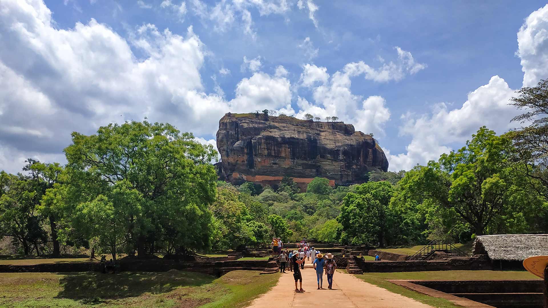 Sigiriya Rock Fortress rising 200 metres above the surrounding jungle in Matale District, Sri Lanka