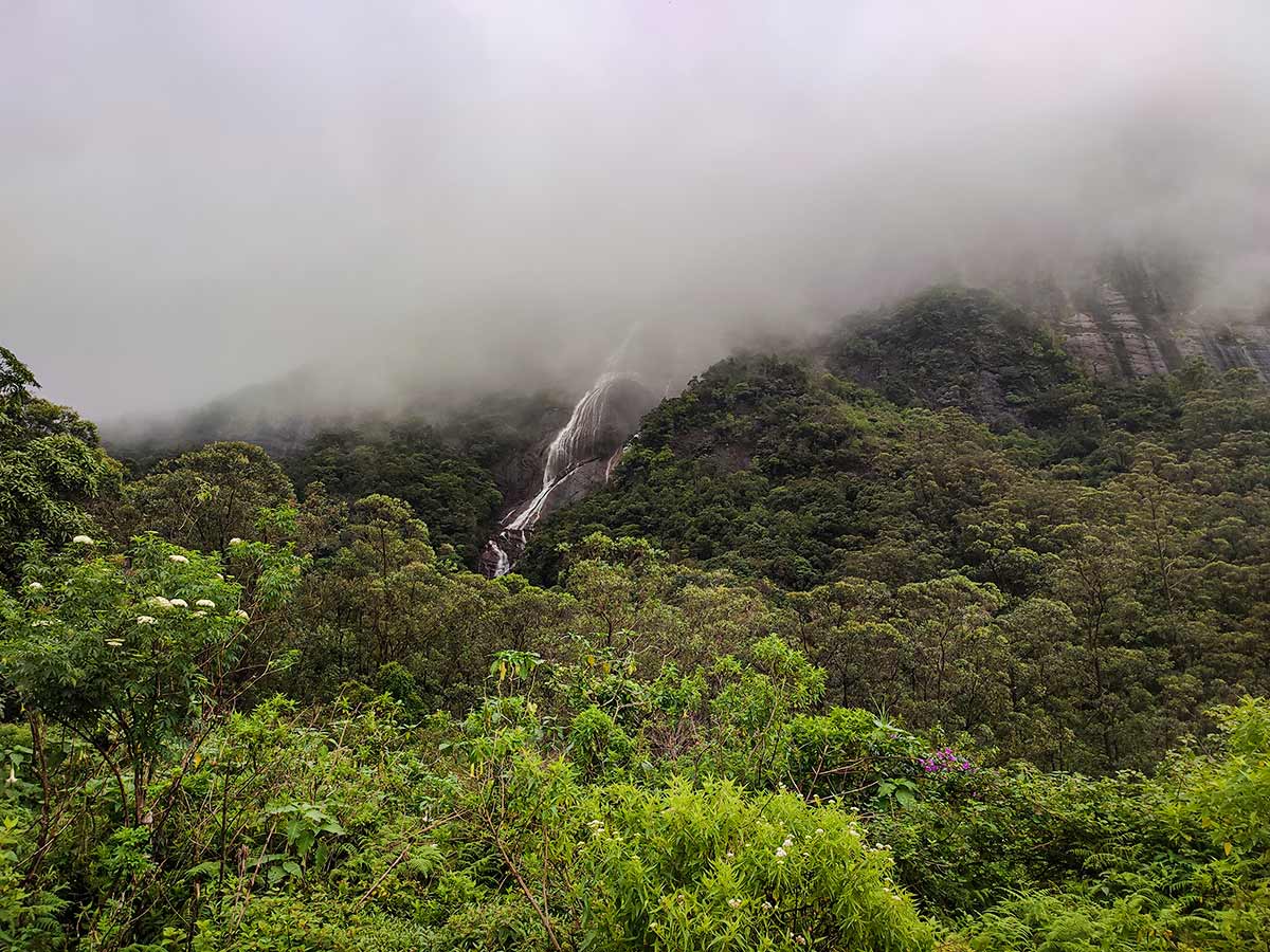 Steel handrails on Adam's Peak trail