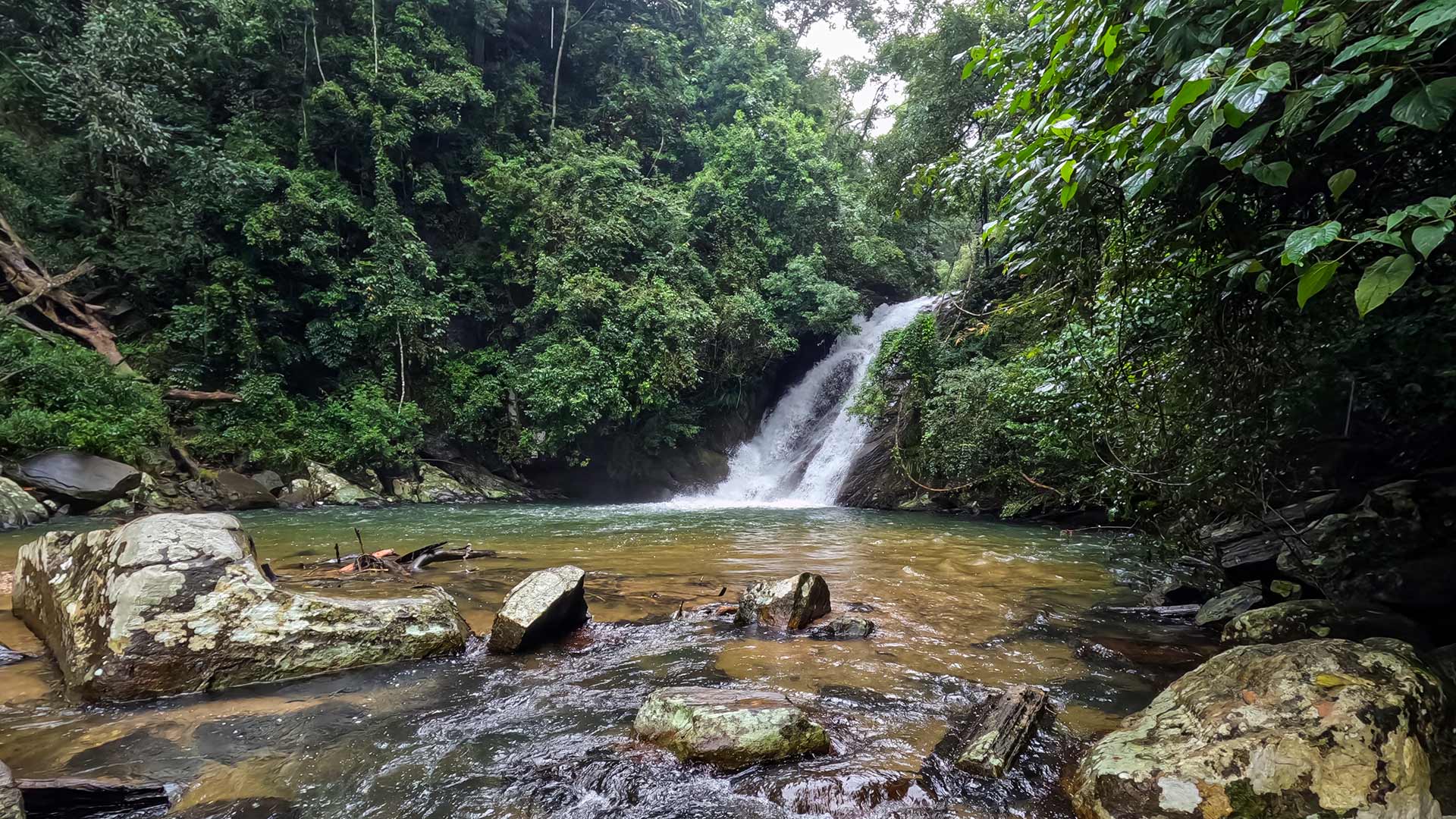 Bolthumbe Ella Waterfall flowing through forest near Bolthumbe in Ratnapura District